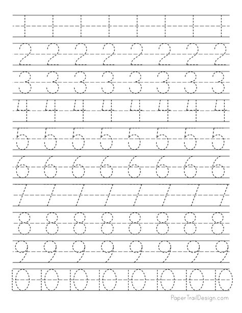 trace numbers 1-10 printable|free printable number writing practice 1 10.